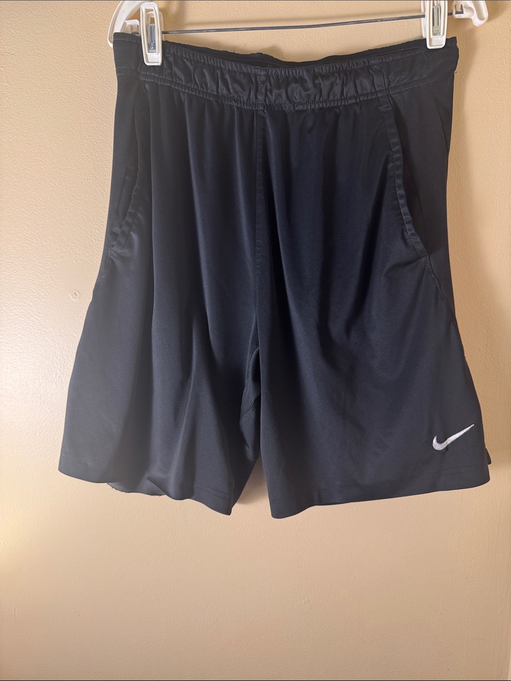 Nike Men’s Black Athletic Shorts with White Swoosh